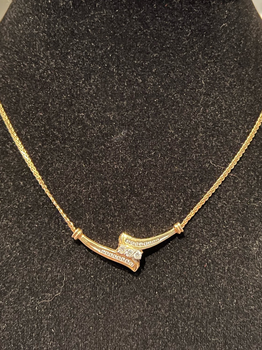 Vintage 14K THL “Past, Present, Future “ App. 1/2 ct Diamond Necklace 8.62 Gram